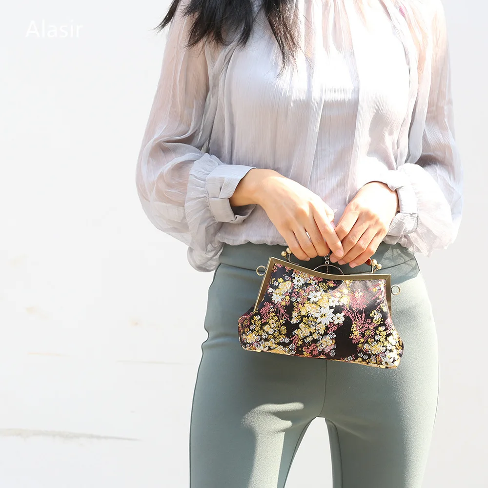 

Alasir Original Design Bag Hand-made Vintage Cheongsam Bag Brocade Women Shoulder Bags Laurel Flower Chinese Style Handbags