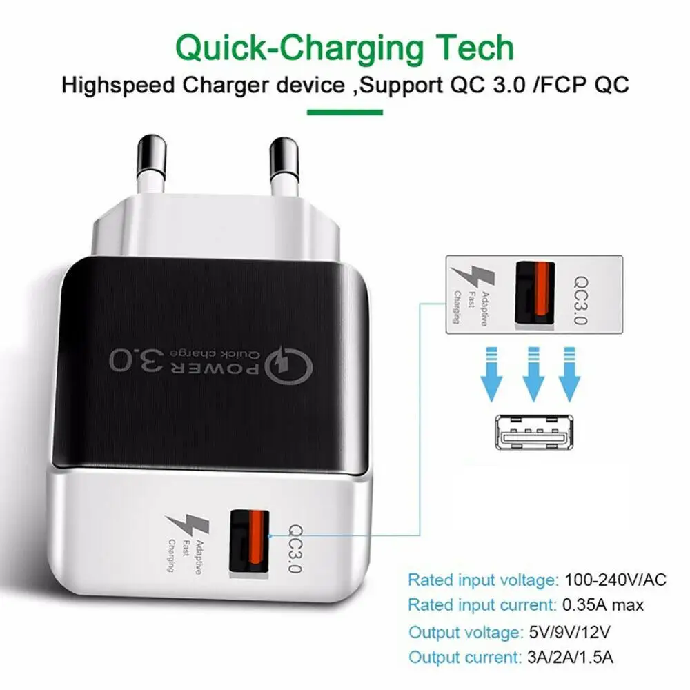 USB зарядное устройство адаптер быстрой зарядки 3 0 5V 3A телефон для подключения к