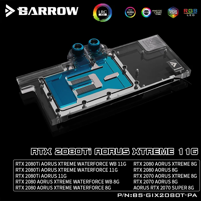 Курган водного блока использовать для GIGABYTE RTX2080Ti AORUS XTREME 11 г/2070 AORUS XTREME 8 г/Поддержка оригинальной задней панели 5 в 3PIN разъем RGB