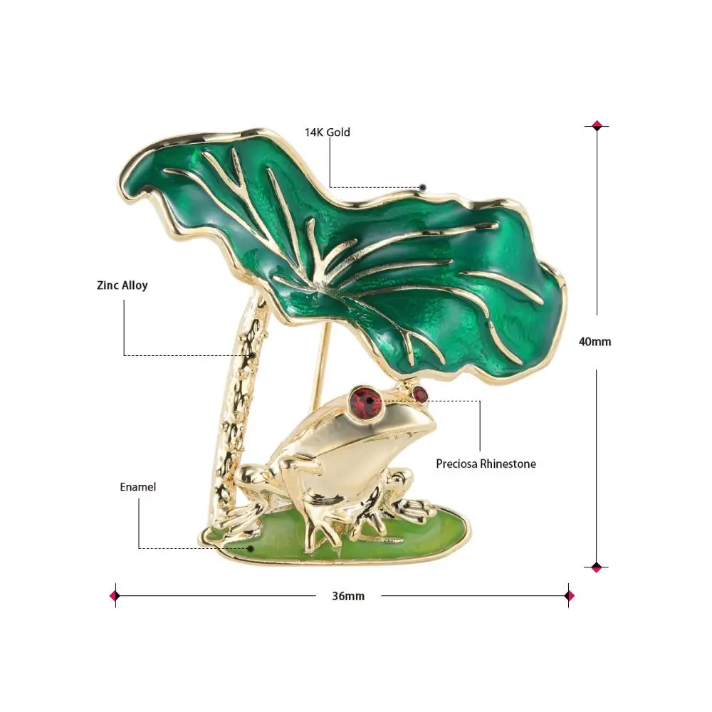 Neoglory милые лягушки и в виде листка лотоса броши для женщин зеленый эмалевой