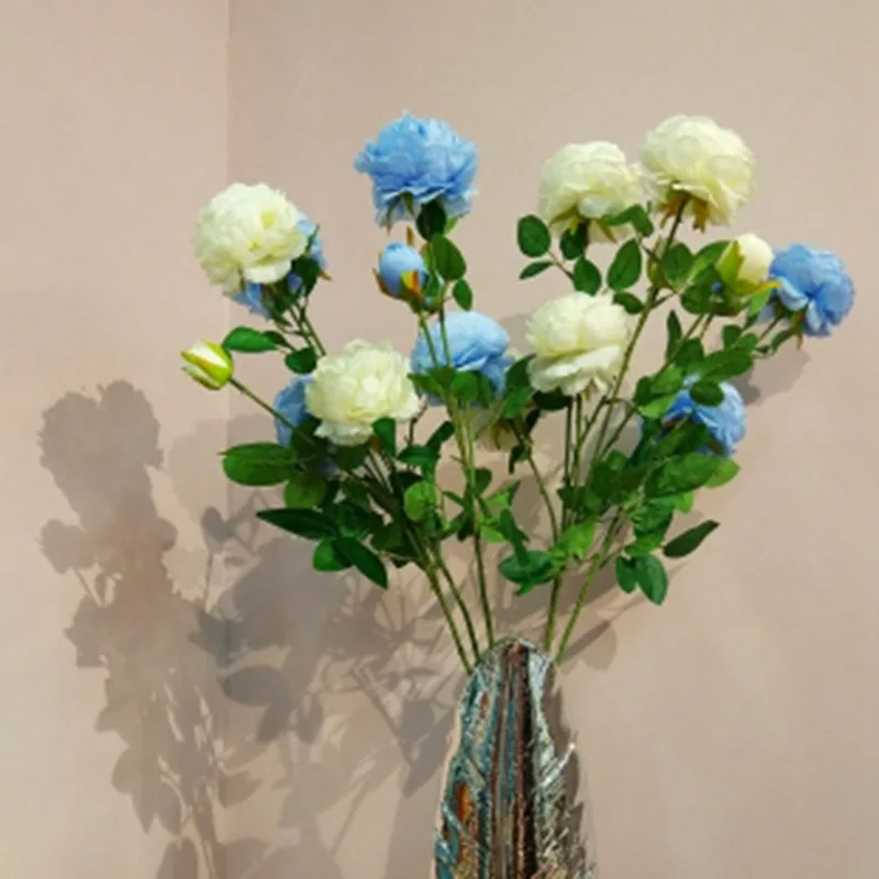 3 бутоны искусственных цветов пион букет Шелковый Свадебный Осенняя яркая