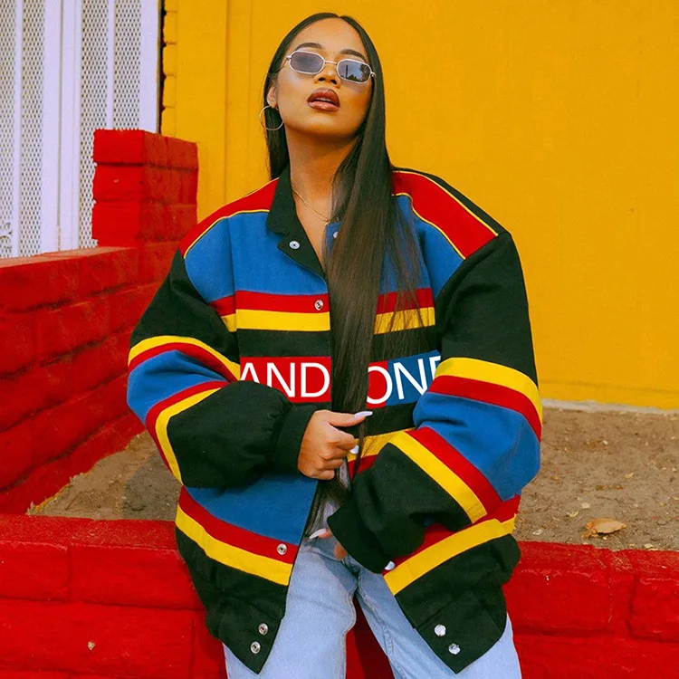 

Осень-зима Повседневная модная женская Цвет в полоску с капюшоном пальто куртка женская куртка куртки для женщин зимняя куртка свободного ...