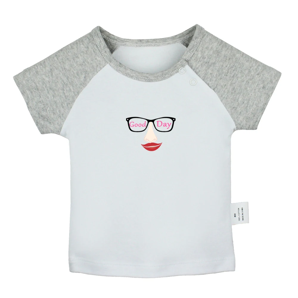 Футболка для новорожденных с принтом в виде красных губ коротким рукавом |