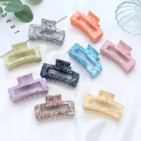 vintage rectangle hollow claw hairpin headdress female acrylic geometric candy color large hairpin shark clip hair accessories