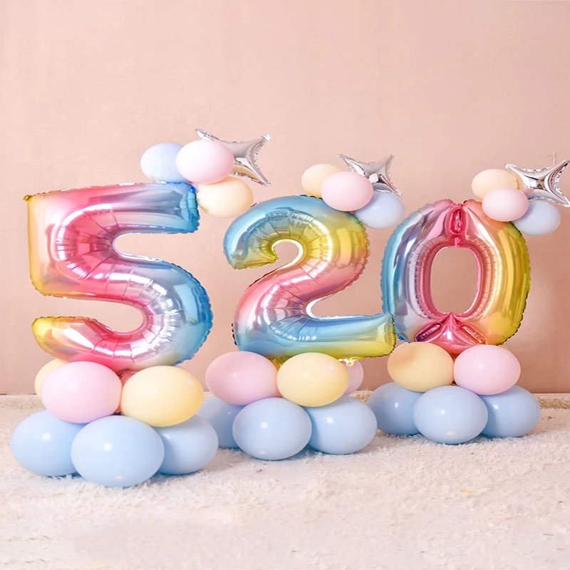 16/32/40 дюймов радужные цифры воздушные шары украшения для дня рождения свадьбы