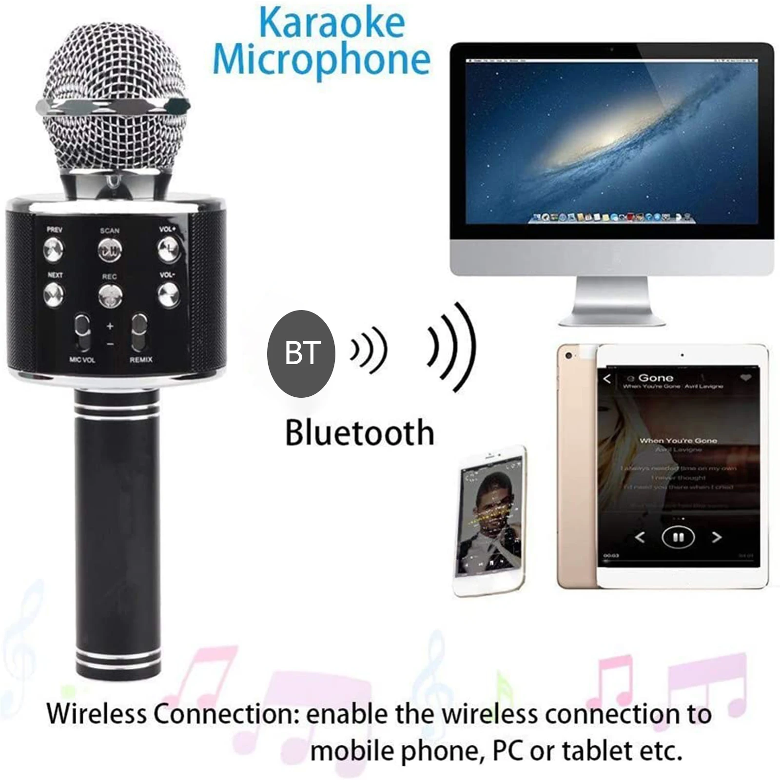 WS858 Портативный Bluetooth караоке Mic USB мини Беспроводной Профессиональный Динамик