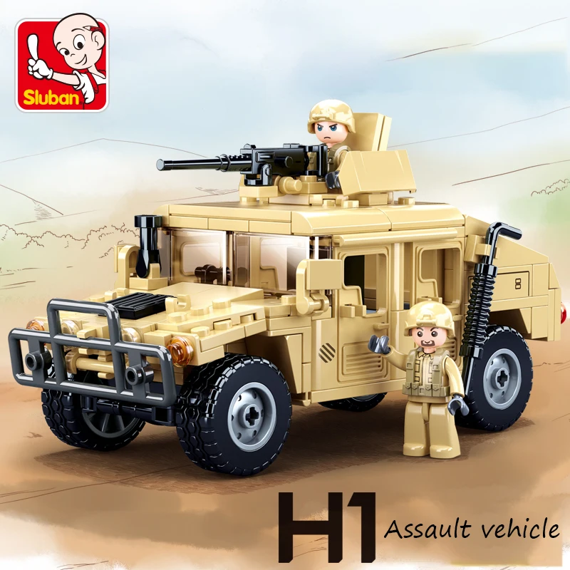 SLUBAN Военная серия Hummered Jeeped H1 армейский штурмовой автомобиль MOC солдаты фигурки