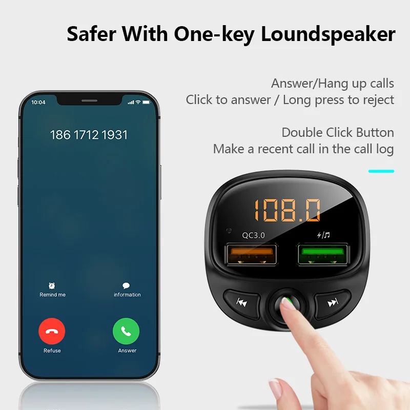 floveme usb car charger quick charge 3 0 fast charging bluetooth wireless fm transmitter mp3 player tf card music car kit free global shipping