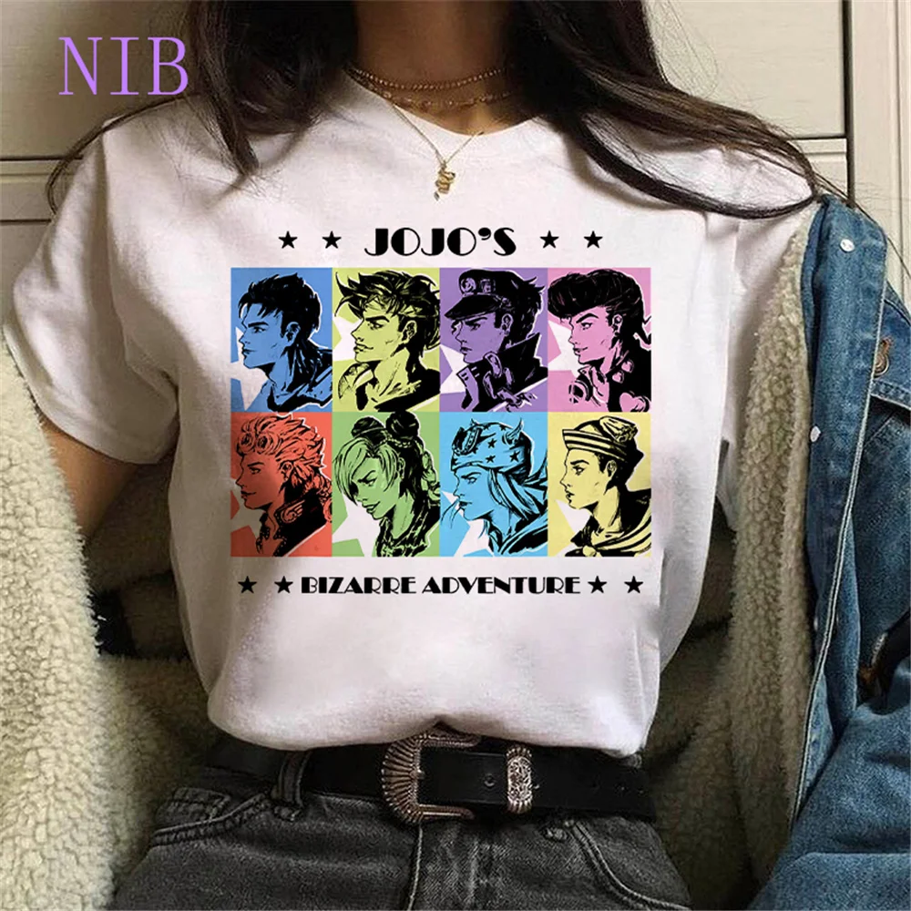 

Harajuku anime jojos bizarre adventure t shirt women Kawaii cartoon anime printed Tees gothic punk oversized women/men's T-Shirt