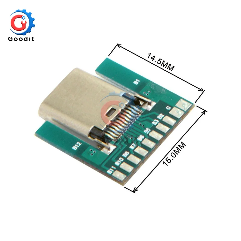 Разъем USB 3,1 типа C, 24 контакта, гнездо для мужчин и женщин, адаптер розеток для припоя провода и кабеля, 24 P, модуль поддержки печатной платы
