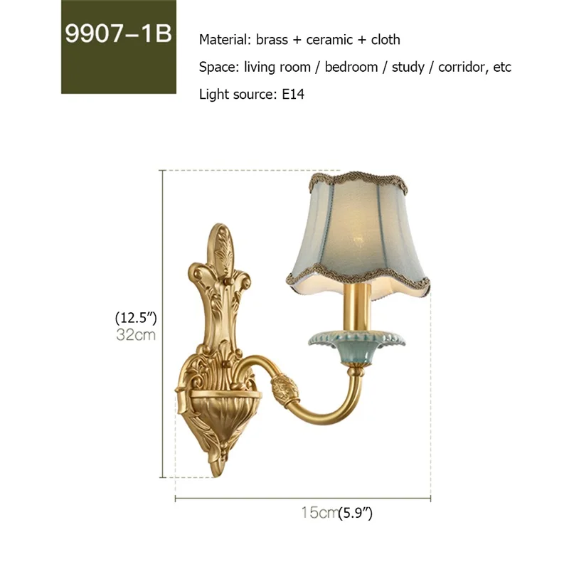 

FAIRY Copper WallLampSconce Modern Luxury Design Ceramic Light Indoor For Home Bedroom Corridor