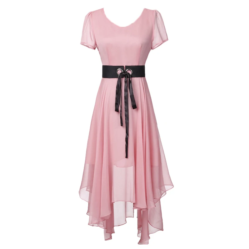 

6 Colors Tea-Length A-Line Chiffon Patchwork Candy Women Black Red Green Pink Purple Cocktail Dresses