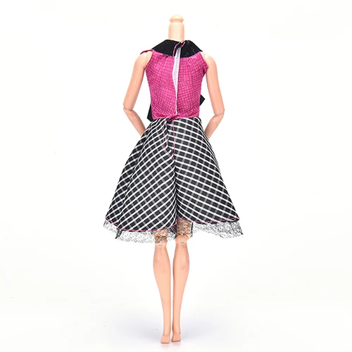 

1 Pcs Fahsion Craftmade Plaid Peter Pan Collar Dress Clothing For Doll Accessories Lovely Girl Toy Gifts