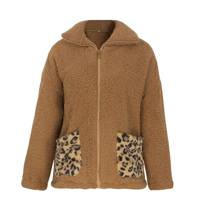 Women's Teddy coat Leopard Patchwork Casual female Faux Fur Coat Autumn Winter Warm Soft Furry Top casaco feminina outwear | Женская