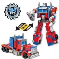 384pcs transformation robot toy truck car building blocks sets brinquedos city diy creative bricks educational toys for children