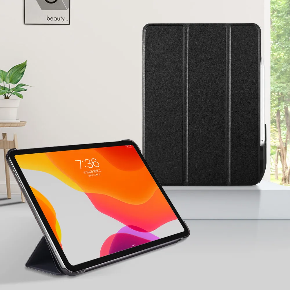 Чехол для IPAD PRO 11 дюймов 2020 гибкий кожаный тонкий тройной складной стенд с