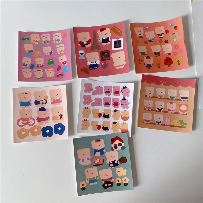 

1 шт. милые красочные декоративные наклейки в виде мини-медведя, «сделай сам», дневник, альбом, скрапбукинг, этикетка, наклейка, корейские мил...