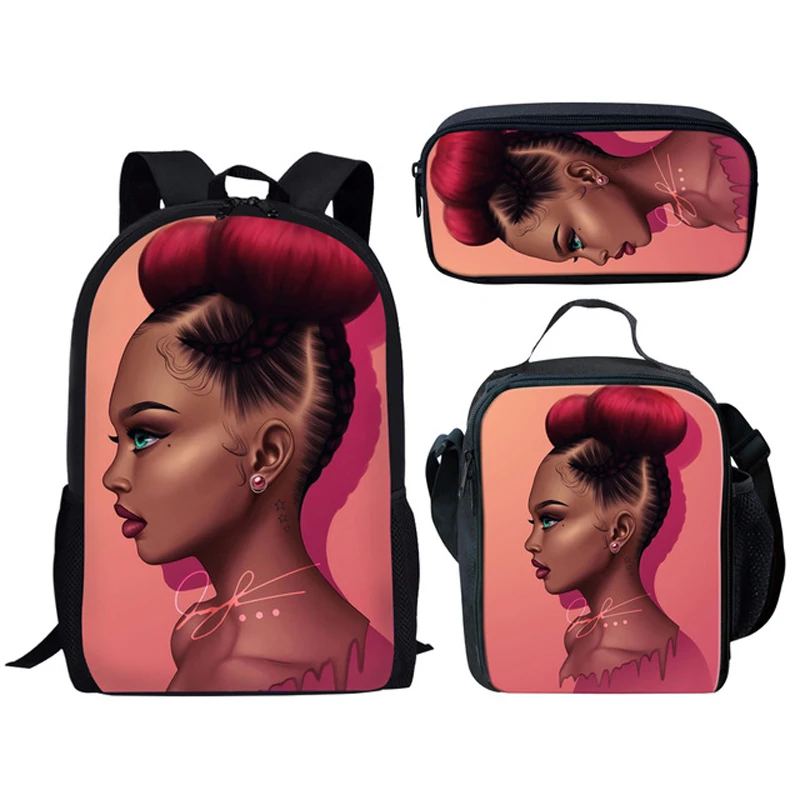 INJERSDESIGNS School Bags for Kids Black Girl Magic Lady Printed School Bag Teenager Shoulder Book Bag Mochila Custom single bag