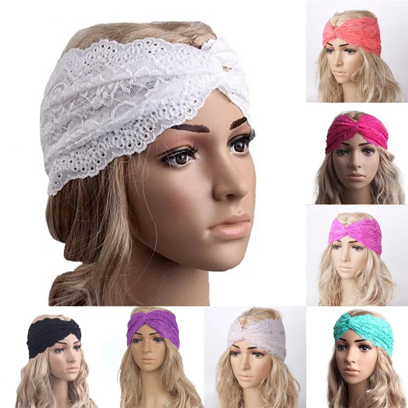

1Pc Black Lace Turban Cross Headwrap Hairband Muslim Turban Headband Hair Accessories