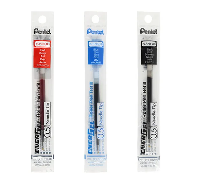 Mixed 6 шт./лот Pentel nergel LRN5 игольчатая гелевая ручка-0,5 мм черный/синий/красный для Pentel BLN-75 - Цвет: Mixed