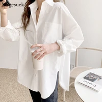 long sleeve cotton white blouse women 2021 plus size loose women shirts blouses casual office lady button shirt tops blusas11456