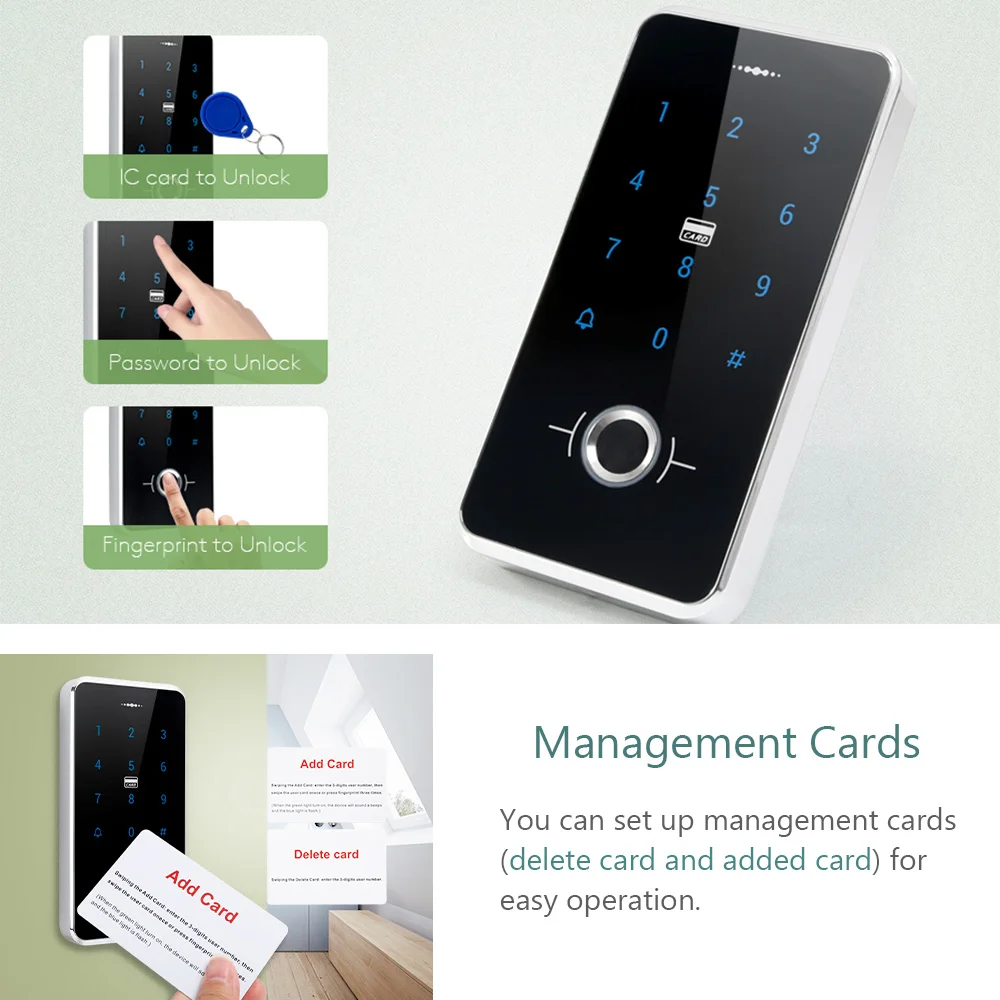 Полноразмерная система контроля доступа IP67 с дактилоскопическим паролем и RFID