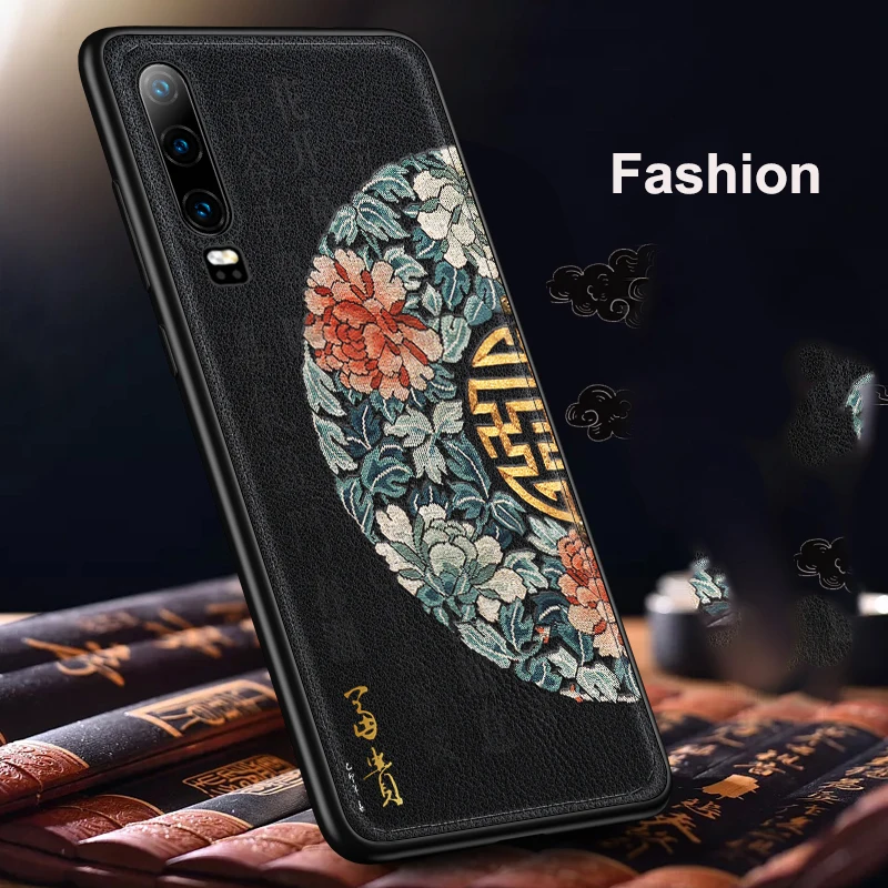 For Huawei P30 P30 Pro Mate 20 20X Honor 20 Pro 20i Lite Nova 5T Case Antifingerprint Shockproof PU Leather Embossed Cover Funda