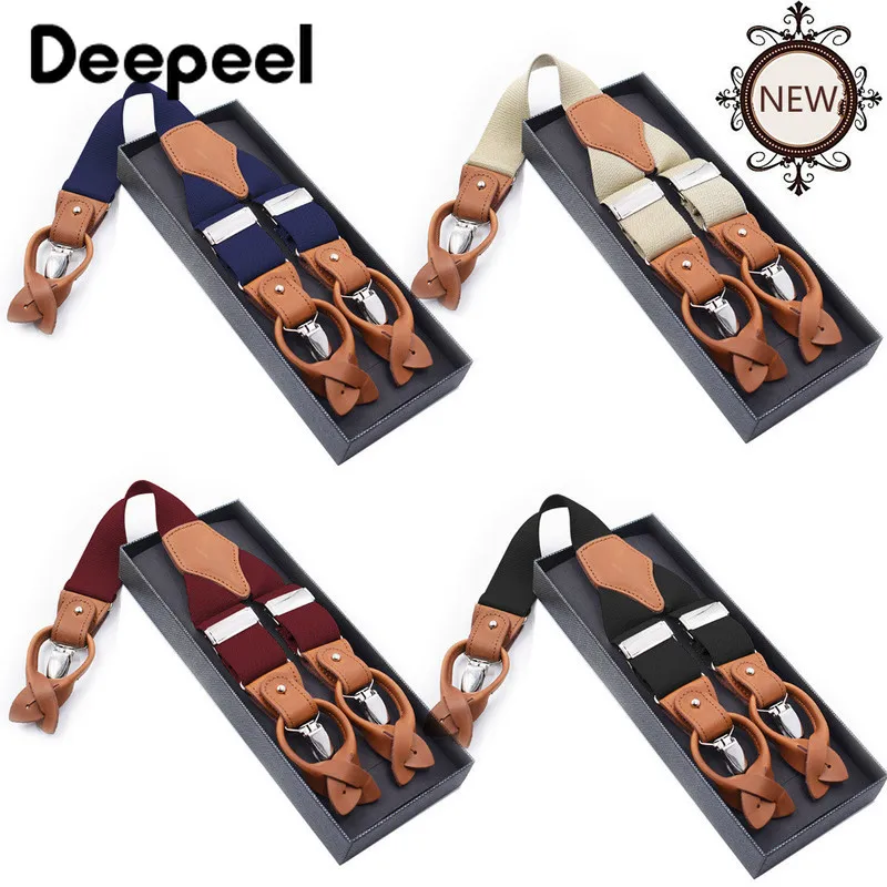 Deepeel 1 шт. 3 5*125 см модные мужские двойной Применение 6 клипы подтяжки из