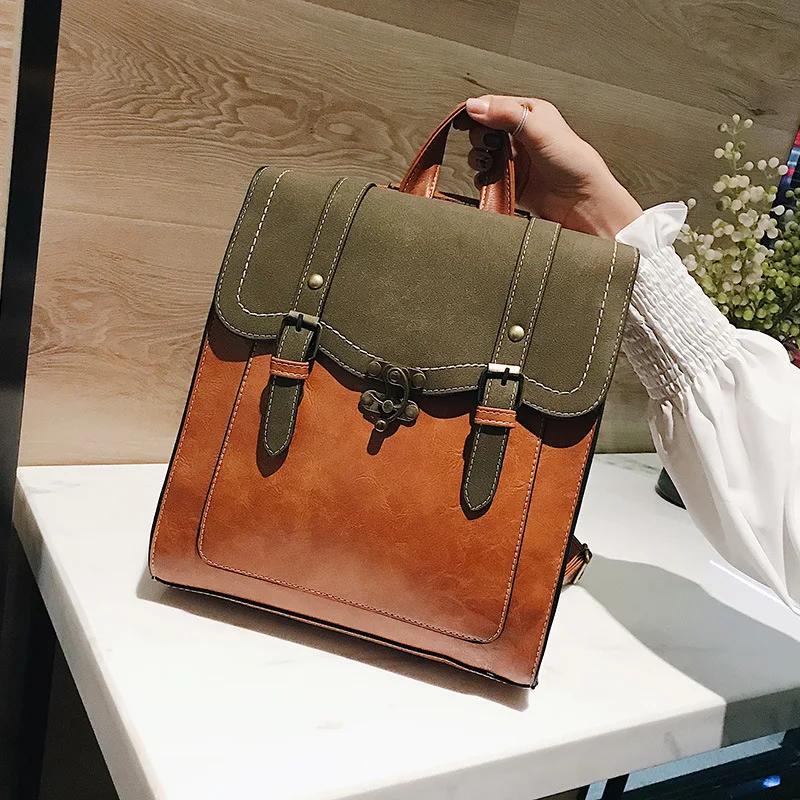 

Ladies Backpack Leather Shoulder Bag Handbag Women's Leather Bags 100% Korean Backpacks for Women Summer Fashion Bag Retro