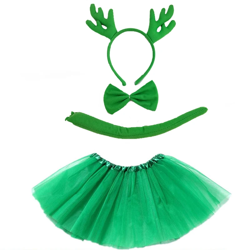 Красное платье для девочек Олень Лось маскарадный костюм с юбкой пачкой и лентой