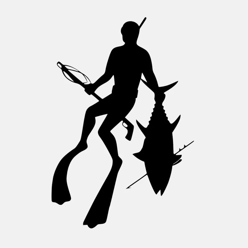 

11CM*17CM Spear Fishing Diving Speargun Weight Belt Snorkel Vinyl Decal Car Sticker Black/Silver