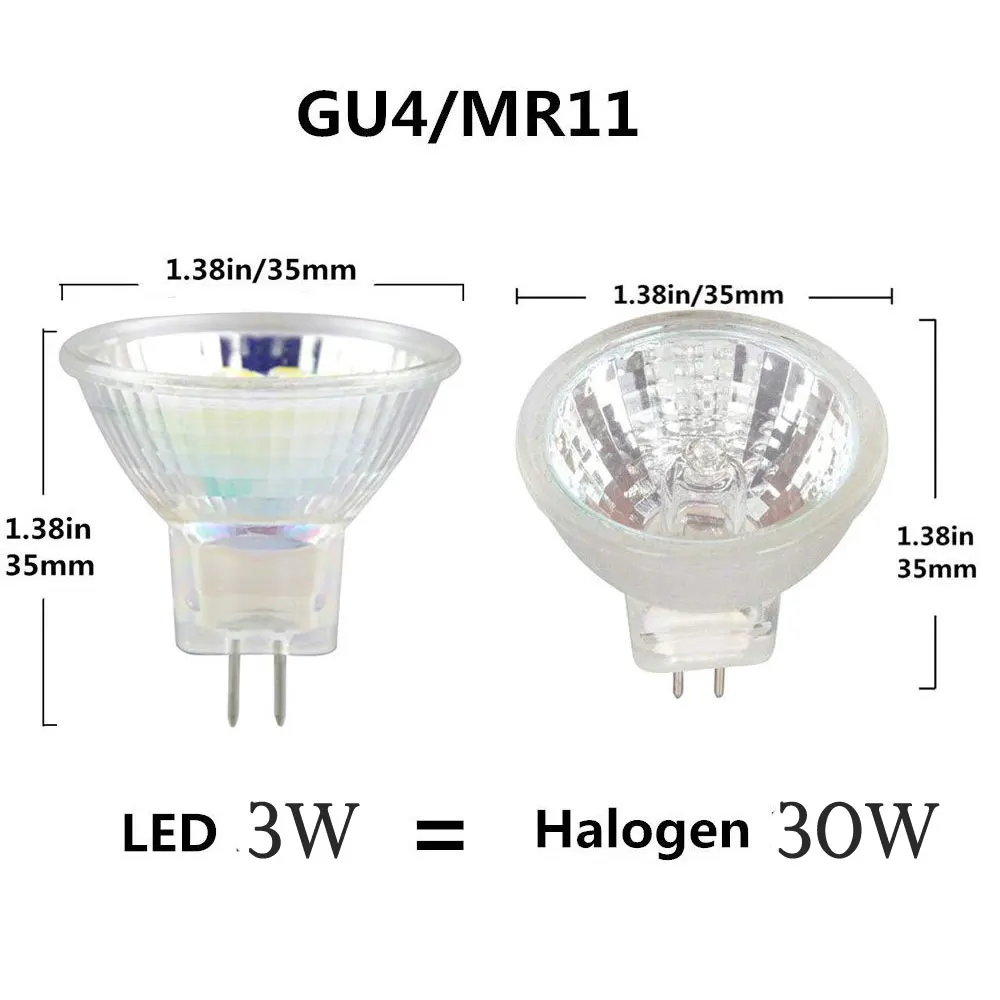 MR11 Светодиодный светильник лампа GU4/G4 базовый Светодиодный точечный светильник s 12V GU4.0 лампа 30 Вт эквивалент галогенных ламп для дисплея вст... от AliExpress WW