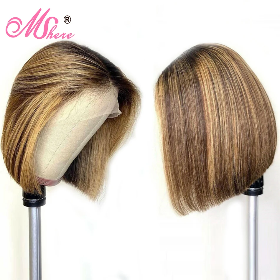 Парик Mshere из 4/27 человеческих волос с эффектом омбре короткий парик Боб хайлайтер
