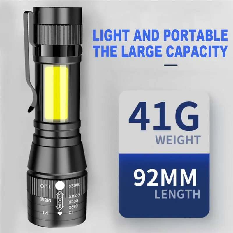 

Portable LED Flashlight T6 COB USB Rechargeable Emergency Torch Lantern Waterproof Camping Hiking Light Outdoor Indoor