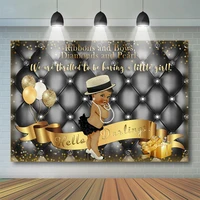 girl baby shower party backdrop pearlescent girl black tufted background its girl baby shower party decor banner