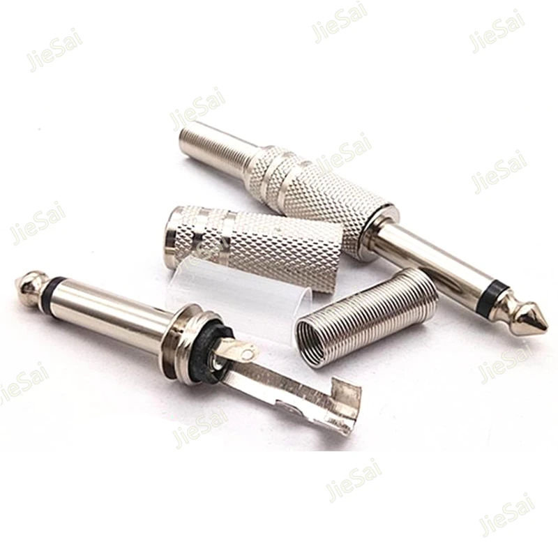 

2pcs 6.35/6.5mm Microphone Audio Converter Mono Channel Soldering Male Plug Socket Wire Connector
