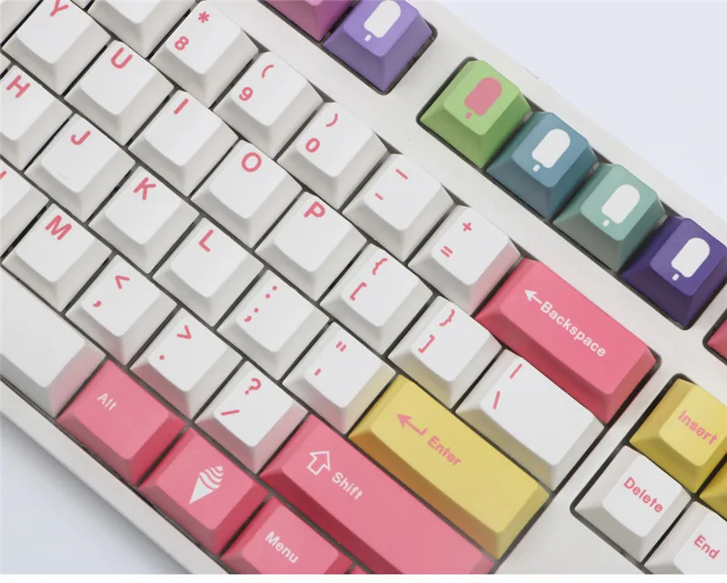 

Ice Cream Cherry Profile PBT Keycaps 123 Keys Keycap For 61 87 104 Keys Cherry Mx Switch Mechanical Gaming Keyboard Gift