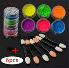 6 шт., флуоресцентный Блестящий ноготь для ногтей, летняя Очаровательная Пыль для самостоятельного маникюра, искусства ногтей