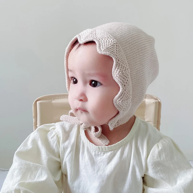 

Princess Baby Girl Hats Knit Winter Newborn Hat Baby Bonnet Infant Hats Kids Cap for Girl Warm Baby Beanie Wavy Knit Cap