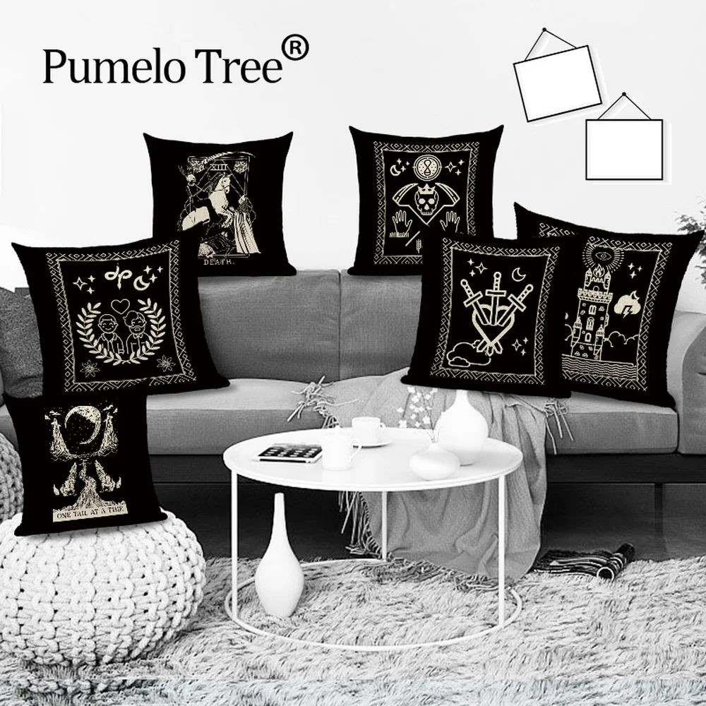 Черная наволочка для подушки с рисунком Таро Мексиканский череп декоративные