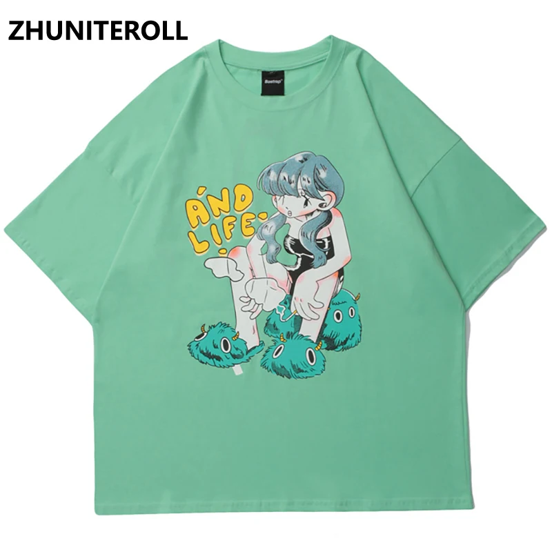 

Japanese 2021 Anime Men T Shirt Fashion Cartoon Girl Print T-shirt Summer Mens Cotton Short Sleeve T-shirt Men Funny Tops Tee