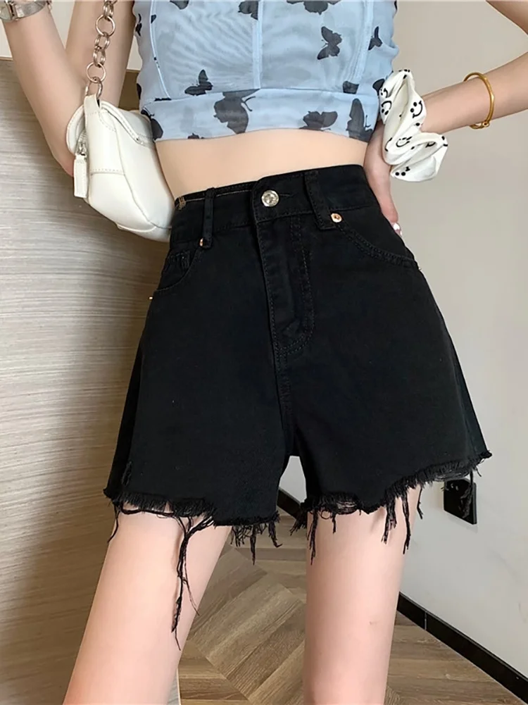 Брюки женские джинсовые прямые с завышенной талией и широкими штанинами|Широкие