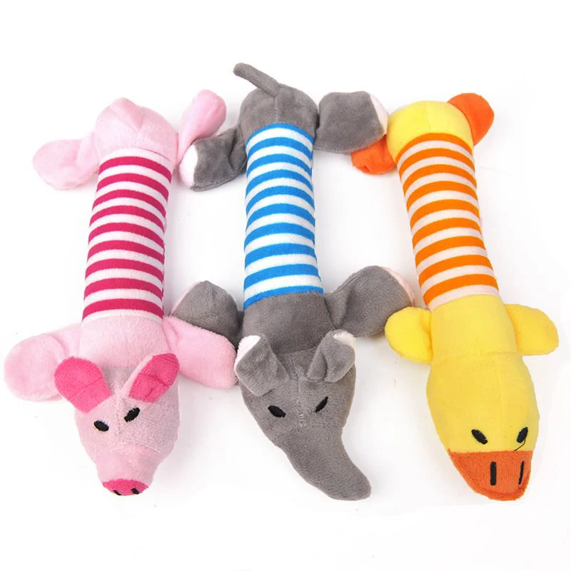 

1PC Squeak Chew Dog Toys Sound Dolls Dog Cat Fleece Pet Funny Plush Toys Elephant Duck Pig Fit for All Pets