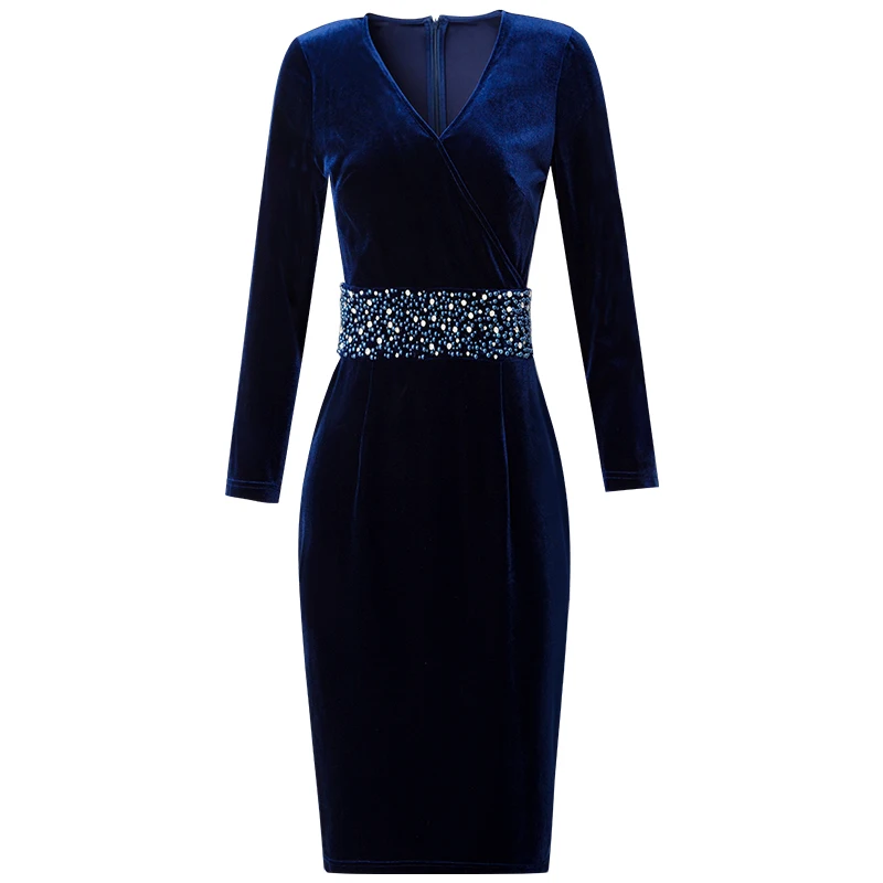 

Gold Velvet Elegant Dress Patchwork Sequined Bodycon Dress Office Lady Ladies Dresses Retro Vestido Vestidos De Festa Robe Femme