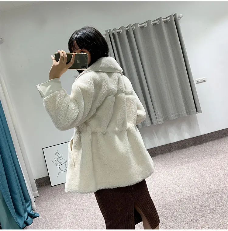 Новинка 2019 зимнее пальто средней и длинной длины для стрижки овец меховое