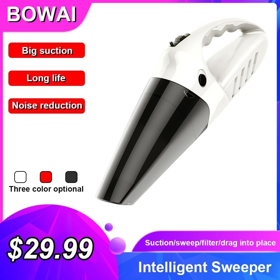 

BowAI 4500Pa Car Vacuum Cleaner Cordless Handheld Auto Vacuum Home & Car Dual Use Dry and Wet Mini Vacuum Cleaner USB charging
