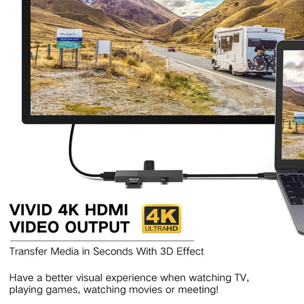 Хаб адаптер 6 в 1 USB 3 0 Высокоскоростные порты Type C хаб Usb до 4K 30HZ HDMI Ноутбук Сеть PD