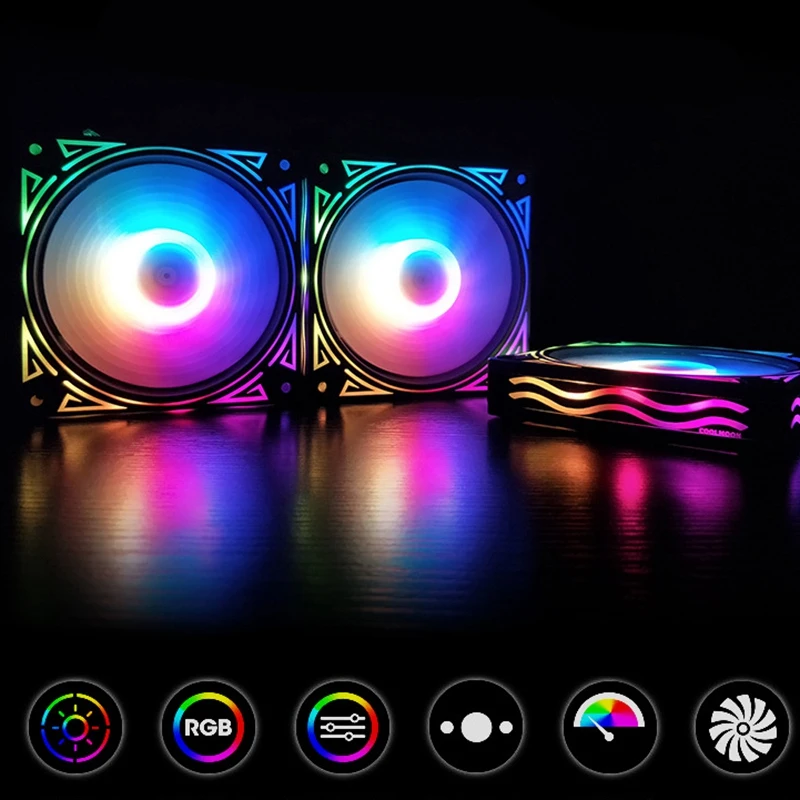 COOLMOON чехол для компьютера ПК вентилятор охлаждения RGB Регулировка 120 мм тихий +