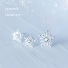 Новые модные серьги-гвоздики из серебра пробы с бриллиантами в виде снежинки, женская подвеска, милые ювелирные украшения в Корейском стиле