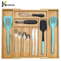 konco kitchen cutlery storage box spoon fork spice separation organizer box bamboo drawer organizer kitchen container storage
